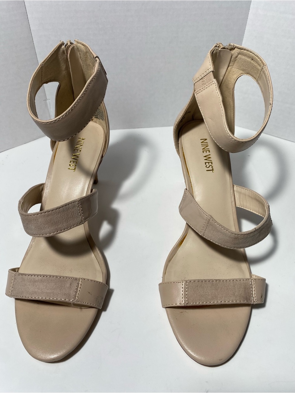 Nine West Awesomeo Nude Ankle Strap Stiletto Heels Size 8M - Picture 3 of 9
